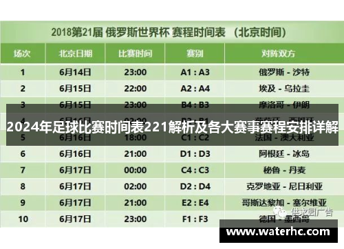 2024年足球比赛时间表221解析及各大赛事赛程安排详解